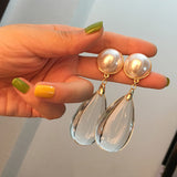 famous brand women big waterdrop dangle pearl earring jewelry