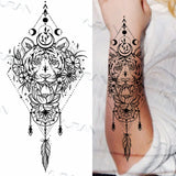 Sexy Black Flower Butterfly Temporary Tattoos For Women Thigh Men Fake Moon Rose Compass Fake Tatoos Forearm Tattoo Stickers