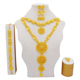 Mtcytea Jewelry Sets Gold Necklace & Earring Set For Women African France Wedding Party 24K Jewelery Ethiopia Bridal Gifts