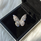 Korea Hot Selling Fashion Jewelry Exquisite Copper Inlaid Zircon Black Smart Butterfly Open Ring Female Prom Ring