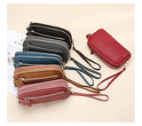 Mtcytea Genuine Leather Women Double Zip Wallet new Ladies Clutch Purse Cowhide Wristlet Bag Coin Purse Fashion Mobile Phone Bags