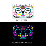 Face Tattoo Sticker Day of the Dead Funny Temporary Neon Face Sticker for Festival Masquerade Party Makeup