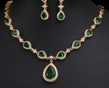 Emmaya New Arrival Green Waterdrop Appearance Zirconia Charming Costume Accessories Earrings And Necklace Jewelry Sets