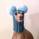 Mtcytea Super cute hand-woven Italian greyhound hat with two pom-poms for pet hats