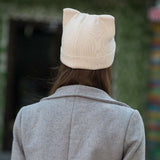 Autumn Women's Cat Ears Beanies Skullies Lovely Winter Warm Solid Knitted Hat for Girls Fashion Casual Ear Warmer Wool Caps