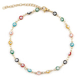 Stainless Steel Anklet Enamel Round Evil Eye Anklets Bracelets For Women Man Summer Jewelry Gifts 23cm(9") long, 1 Piece