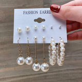 Fashion Gold Hoop Earrings Set Women Pearl Hoop Earrings Oversize Metal Circle Punk Earring Female Fashion Jewelry