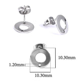 10pcs Stainless Steel Geometric Round Earring Stud Golden hollow Flowers Earrings Base Connectors Linker Diy Making Accessories