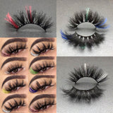 3D Mixed Color Mink Lashes Wholesale Beauty Natural Individual Eyelashes Fluffy Lash Extension mix pink blue dramatic lash