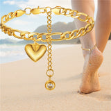 Anklet For Women Gold Color Stainless Steel Cuban Link Ankle Bracelets Summer Fashion Leg Chain Beach Foot Jewelry Ancklets