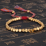 Mtcytea Handmade Tibetan Copper Bead Bracelet for Women Adjustable Rope Chain Men Bracelets Gold Color Braided Boho Vintage Jewelry Gift