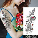 Waterproof Temporary Tattoo Sticker Black Dragon Snake Peony Rose Totem Flash Tatto Women Men Dark Sexy Waist Arm Fake Tattoos