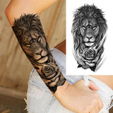 Black Forest Tattoo Sticker For Men Women Children Tiger Wolf Death Skull Temporary Tattoo Fake Henna Skeleton King Animal Tatoo