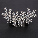 Silver Color Pearl Crystal Wedding Hair Combs Hair Accessories for Bridal Flower Headpiece Women Bride Hair ornaments Jewelry