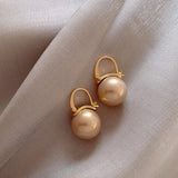 Mtcytea  Cute Pearl Studs Hoop Earrings for Women Gold Color Eardrop Minimalist Tiny Huggies Hoops Wedding Fashion Jewelry