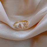 South Korea New Fashion Butterfly Opening Ring Simple Temperament Versatile Ring Female Banquet Jewelry