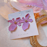 Unique Design Purple Flowers Butterfly Drop Earrings for Women Sweet Fairy Mystery Shiny Crystal Resin Yarn Earring Jewelry