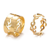 Mtcytea New Flame Butterfly Rings Set For Women Men Couple Rings Set Gold Silver Color Open Rings Trend Party Jewelry Gif