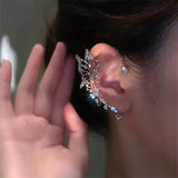 Fashion Sparkling Long Tassel Crystal Stars Ear Clip Earrings Without Piercing For Women Exquisite Light Luxury Wedding Jewelry