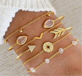 Boho Geometric Bracelet & Bangle Sets For Women Vintage Star Map Hand Heart charm Beads Chains Fashion Jewelry Accessories