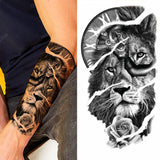 1pc Animal Lion Women Waterproof Temporary Tattoos Fake Stickers Arm Sun Art Black Cross Jesus 3D Praying Fashion Decoration