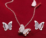 Shuangshuo Stainless Steel Butterfly Animal Jewelry Sets for Women Jewelry Mini Butterfly Necklace Earrings Cute collier Femme