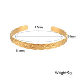 Waterproof Adjustable Stainless Steel Open Cuff Bangles Bracelets For Women Fashion Heart Round Braid  Gold Plated Bangle