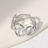 1 Trendy Stainless Steel Rings for Women Flower Heart Adjustable Finger Ring Fashion Party Jewelry Geometric Aesthetic Open Ring