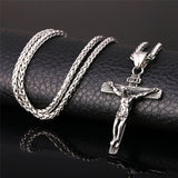 Mtcytea   Paragraph Fashion Necklace Cross Pendant Necklace Jesus Men's Stainless Steel Chains Christian Jewelry Gifts