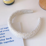 New Lace Hair Band for Women Wide Headband Bezel Girls Solid Color Hair Hoop Bandmade Elegant Hair Accessories Headwear Gifts