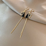 Korean Gold Color Long Tassel Earrings For Women Fashion Crystal Butterfly Heart Star Dangle Earring Lady Elegant Party Jewelry