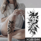 Waterproof Temporary Tattoo Sticker Black Dragon Snake Peony Rose Totem Flash Tatto Women Men Dark Sexy Waist Arm Fake Tattoos