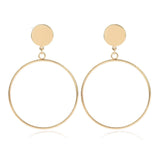 Simple Round Metal Drop Earrings For Women Gold Color Pendientes Statement Earring Fashion Jewelry Accessories bijoux femme