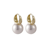 Mtcytea  Cute Pearl Studs Hoop Earrings for Women Gold Color Eardrop Minimalist Tiny Huggies Hoops Wedding Fashion Jewelry