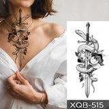 Waterproof Temporary Tattoo Sticker Black Dragon Snake Peony Rose Totem Flash Tatto Women Men Dark Sexy Waist Arm Fake Tattoos