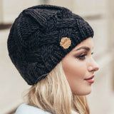 Warm Plush New Unisex Knitted Beanie Winter Warm Hat Cap Warm Down Thickened Wool Ball Ladies Autumn Winter Knitting Warm Cap