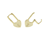 heart shaped lock earring safety pin design unique women girl jewelry new