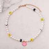 Bohemia Multilayer Smiley Pearl Rainbow Beaded Choker Necklace For Women Acrylic Fruit Heart Beads Chain Necklaces Beach Jewelry