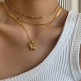 Mtcytea Fashion Jewelry Necklace Soft Snake Bone Chain Double Layered Necklace Statement Necklace Women Choker Chain Wholesale