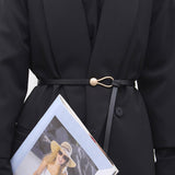 New Thin Knot Belts For Women Soft Pu Leather Belt Black Coffee Straps Wild Long Dress Coat Accessories Lady Waistband