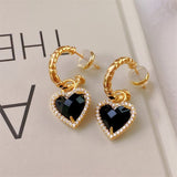 New Fashion Korean Oversized White Pearl Drop Earrings for Women Bohemian Golden Heart Zircon Wedding Earrings Jewelry Gift