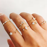 IPARAM Bohemian Vintage Crystal Geometric Joint Ring Set for Women Star Moon Personality Design Ring Set Party Jewelry Gift