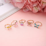 Mtcytea  10PCs/Lot Hot Sale Kids Cute Cartoon Rings Flower Animal Shape Ring Set Mix Finger Jewelry Creative Accessories Girl Child Gifts