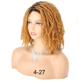 Braided Wig 10inch Synthetic Hair Short Bob Wig for Women Black Blonde Red Dreadlock Goddess Faux Nu Locs Curly Twist Wig Female