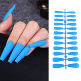 24Pcs Matte Long Ballerina False Nails Tips Colorful Coffin Full Cover Fake Nails With Glue Nail Art Decor Manicure Extension