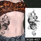 Waterproof Temporary Tattoo Sticker Black Dragon Snake Peony Rose Totem Flash Tatto Women Men Dark Sexy Waist Arm Fake Tattoos