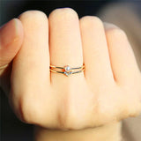 Rings For Women Little Heart Shaped Gold Color Wedding Engagement Dainty Ring Jewellry Zircon Romantic Fashion Jewelry