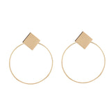 Simple Round Metal Drop Earrings For Women Gold Color Pendientes Statement Earring Fashion Jewelry Accessories bijoux femme