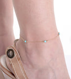 Chakra Gemstone & Lotus Charm Anklet - 7 Chakra Ankle Bracelet - Yoga Ankle