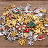 Random 20Pcs 10- 40 Style Alloy Metal Christmas Drop Oil Charms Gold Color Pendant For DIY Bracelet Necklace Jewelry Making